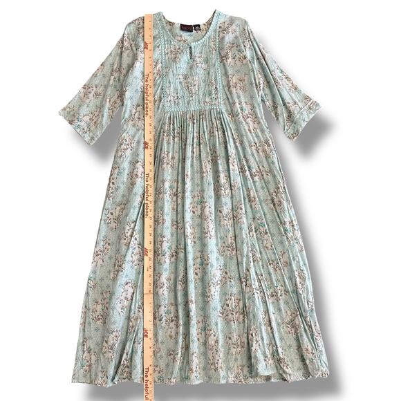 Anora India Boho Embroidered Mirror Work Floral Midi Dress 3XL Lined Festival - Picture 4 of 10